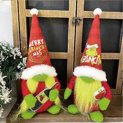 3D Grinch-inspirert grønnhåret monsterpynt - Ansiktsløs gammel mann Juledekorasjon