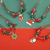 Hand-Woven Christmas Reindeer & Santa Claus Adjustable Bracelet with Snowflake & Bell Charms