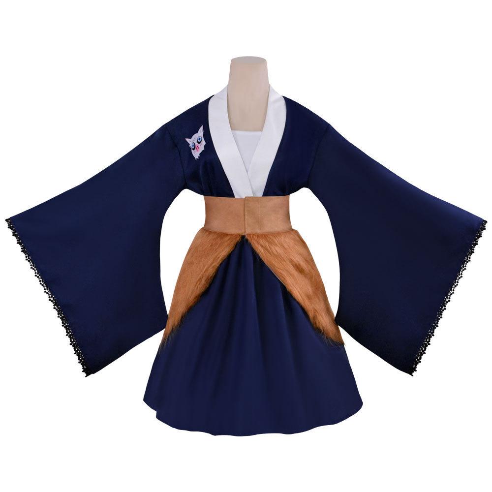 Cosplay Demon Slayer Shinobu Kocho Hashira dell'Insetto Vestito da Cameriera & Uniforme con Spada Prop di Kanae
