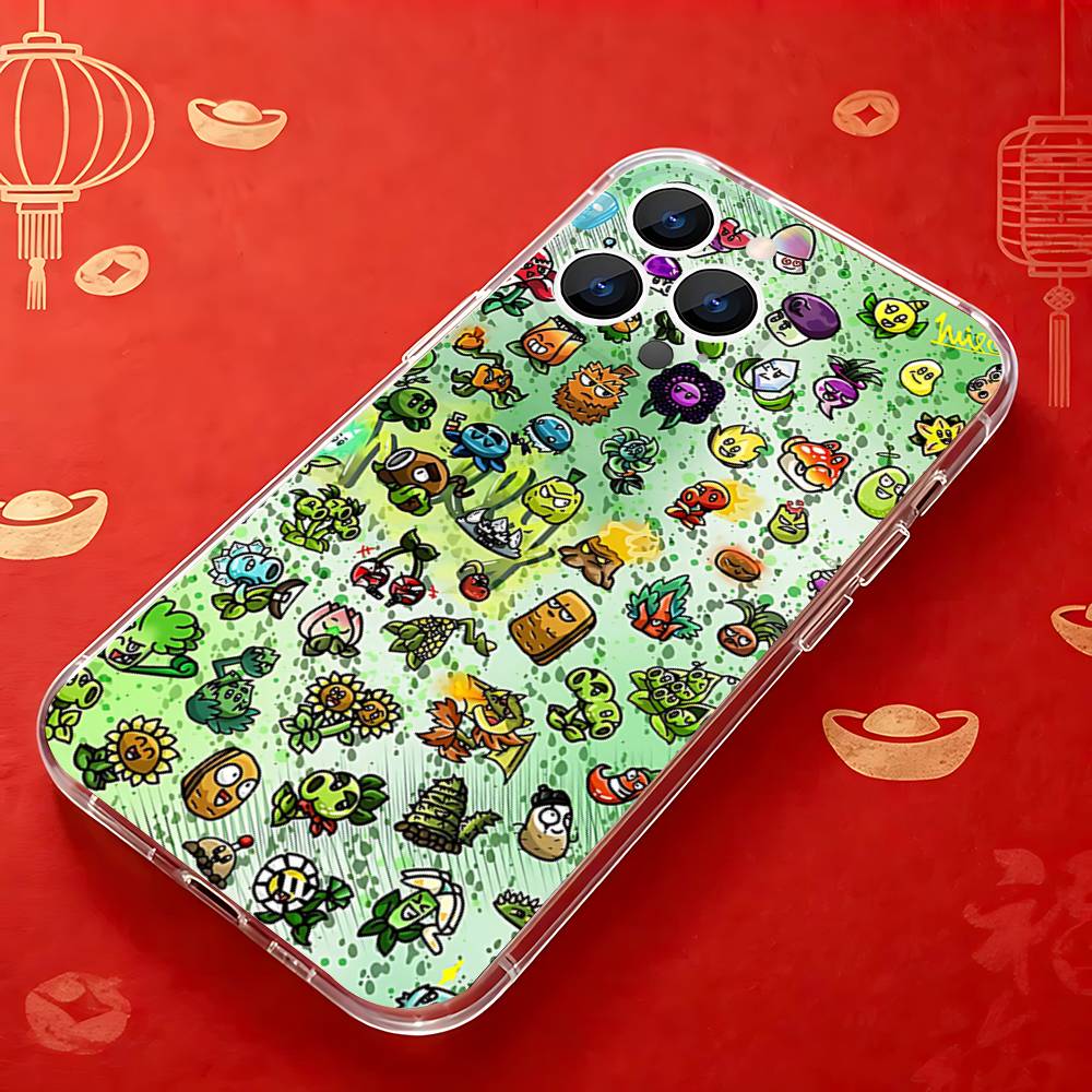 P-Plants  Zombies Game  Clear Phone case suitable for iPhone 11 12 13 14 15 16 17 Pro Max Plus X XS XR SE E Mini Protective Case