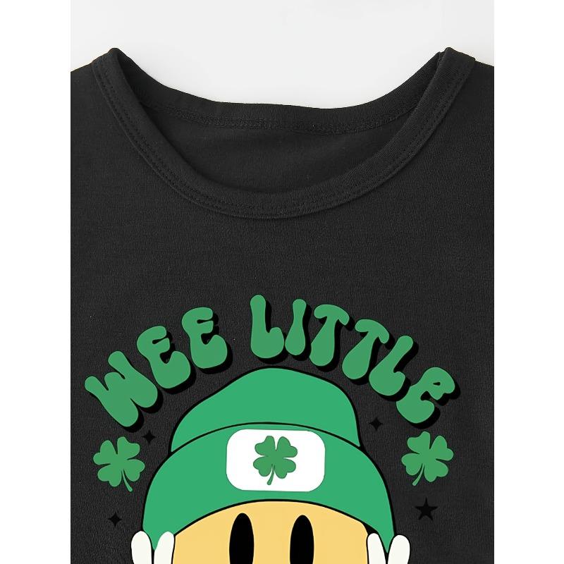 European Sizes Little Hooligan Lettering & Biere Print T-Shirt | Irish-Themed Round Neck Tee For, Spring Summer Casual Wear, Machine Washable