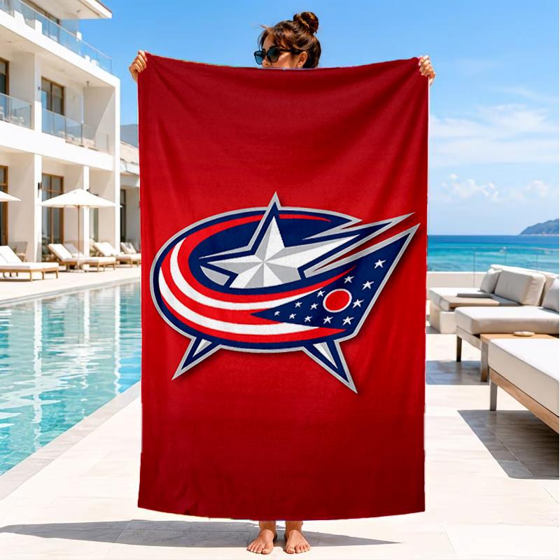 Columbus Blue Jackets Heart Beach Towel, Super Soft Microfiber, Perfect Gift for Her/Him, Birthday, for Pool, Beach, Travel, Decor Beach Party