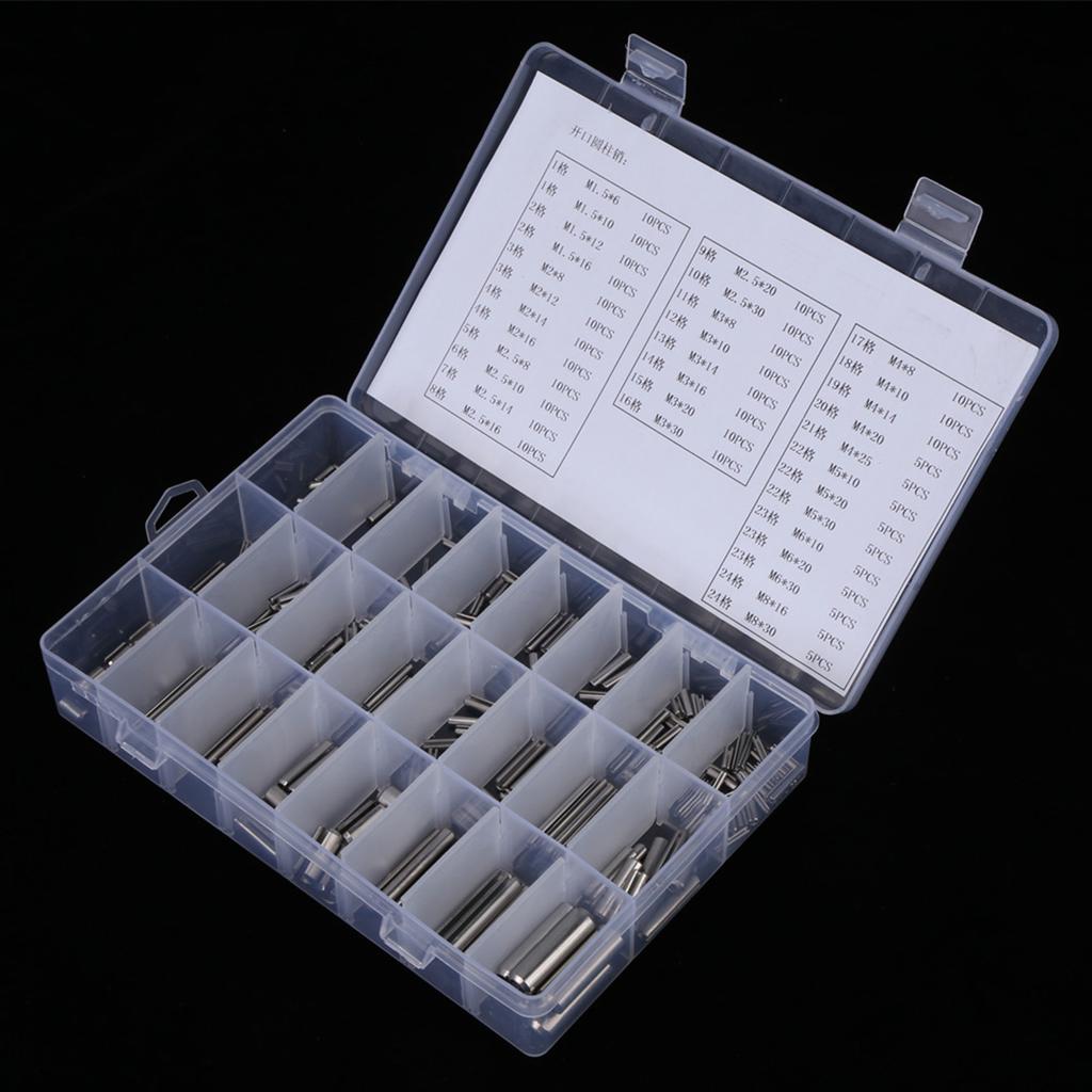 280Pcs Stainless Steel Spring Tension Pins Set M1.5 M2 M2.5 M3 M4 M5 M6 M8 with Box