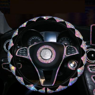 Diamond Car Steering Wheel Gear Handbrake Crystal Sparkled Diamond Cover PU Skidproof Bling Nonslip Cover Car Styling