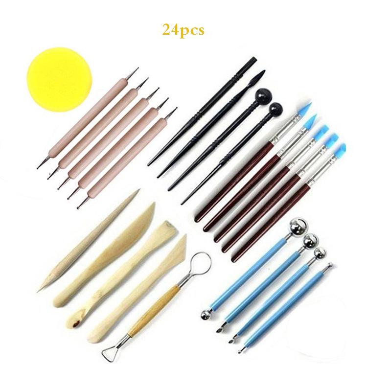 24-Piece Clay Carving & Pottery Tool Set for DIY Projects