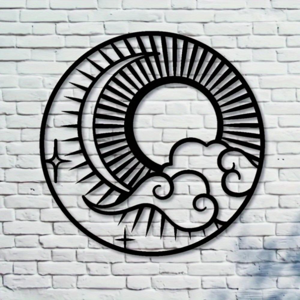 Metal Wall Art Sun Moon Stars Hooks Outdoor Garden Decor Gift