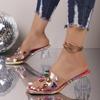 2026 Summer New Women Rhinestones High Heels Sandals Transparent Strap Party Shoes Women Fashion Crystal Heeled Slippers