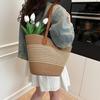Straw Bag Women's Spring Handbag Seaside Bucket Bag Large Capacity Woven Shoulder Bag Woven Straw Bag Bucket Bag