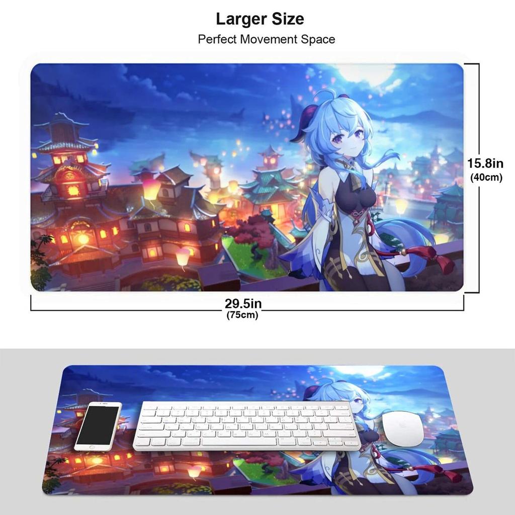 Herilary Genshin Impact Anime Mouse Pad Play Mat Large Desk Mat Stylish Character Cute Keyboard Waterproof Gift 75cmx40cm