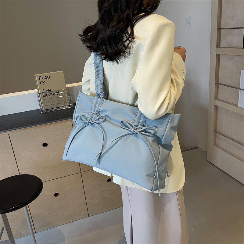 Fashion Pleated Large-capacity Bag Women's 2025 Spring and Summer New Korean Version Simple Casual Tote Bag Commuter Shoulder Bag