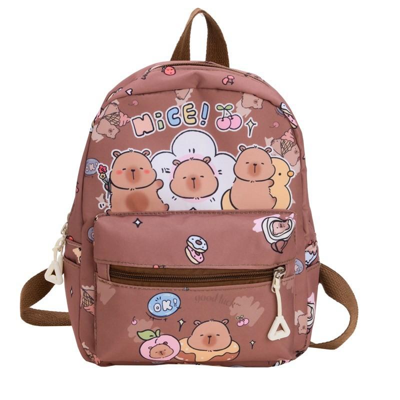 Pattern Capybara Cartoon Backpack Large Capacity Shoulders Bag Gift Children