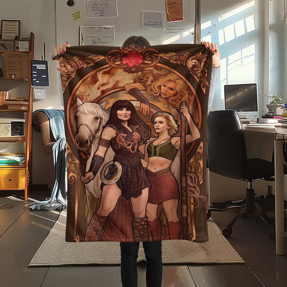 1PC Xena Warrior Print Flannel Blanket, High quality Comfortable for All Seasons, Home Decor, Warmth and Comfort, Perfect for Christmas Gifts252