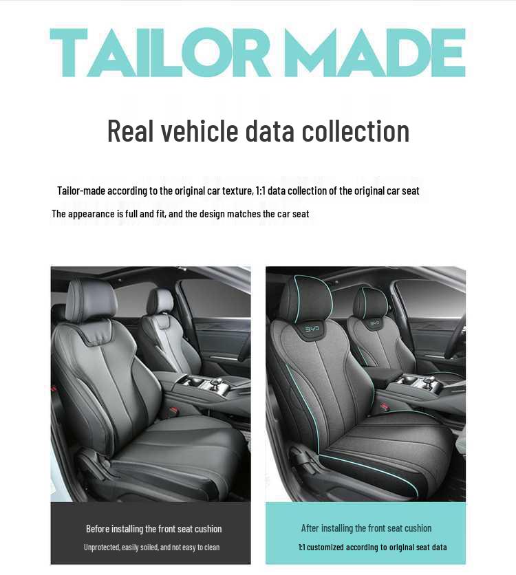 All-Season BYD Qin L Seat Covers: Breathable Linen with Perforated Leather, Fully Enclosed and Ventilated