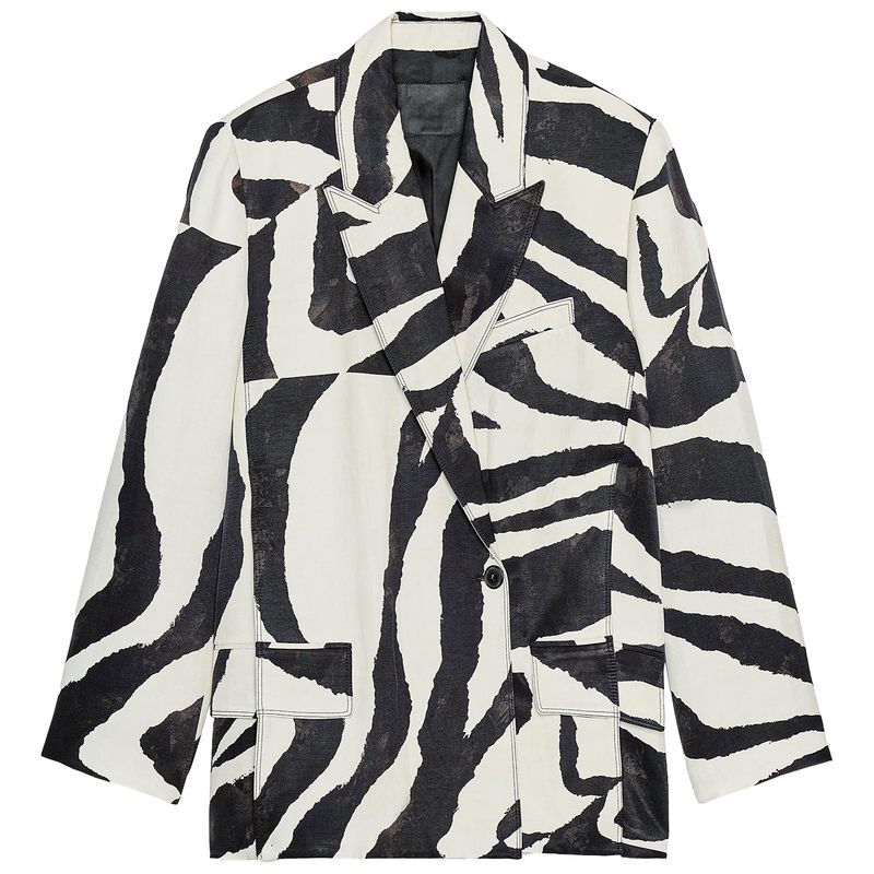 Zaprha 2025 Autumn New Unique Animal Pattern Print Loose Blazer Outerwear Women 8436051