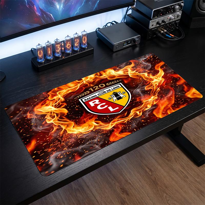 Lens FC Theme Pattern Mouse Pad, Soccer Logo Design XXL Gaming Desk Mat Non-Slip Computer Mouse Pad