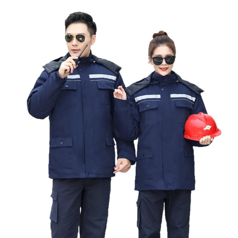 Winter Reflective Cotton-Padded Workwear for Cold Weather - Auto Repair & Welding Protection Overcoat