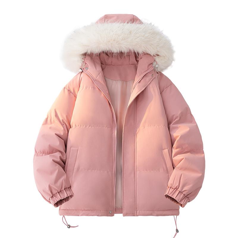 Hooded Cotton Jacket Thickened Warm Fur Collar Short Fashion Versatile Multi-color Bread Clothes