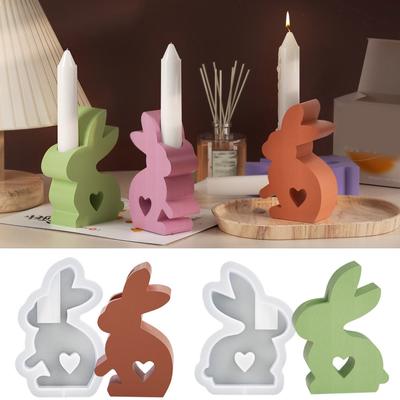 Molde de silicone para porta-velas, molde de coração para castiçal, aromaterapia, gesso, decoração, casamento