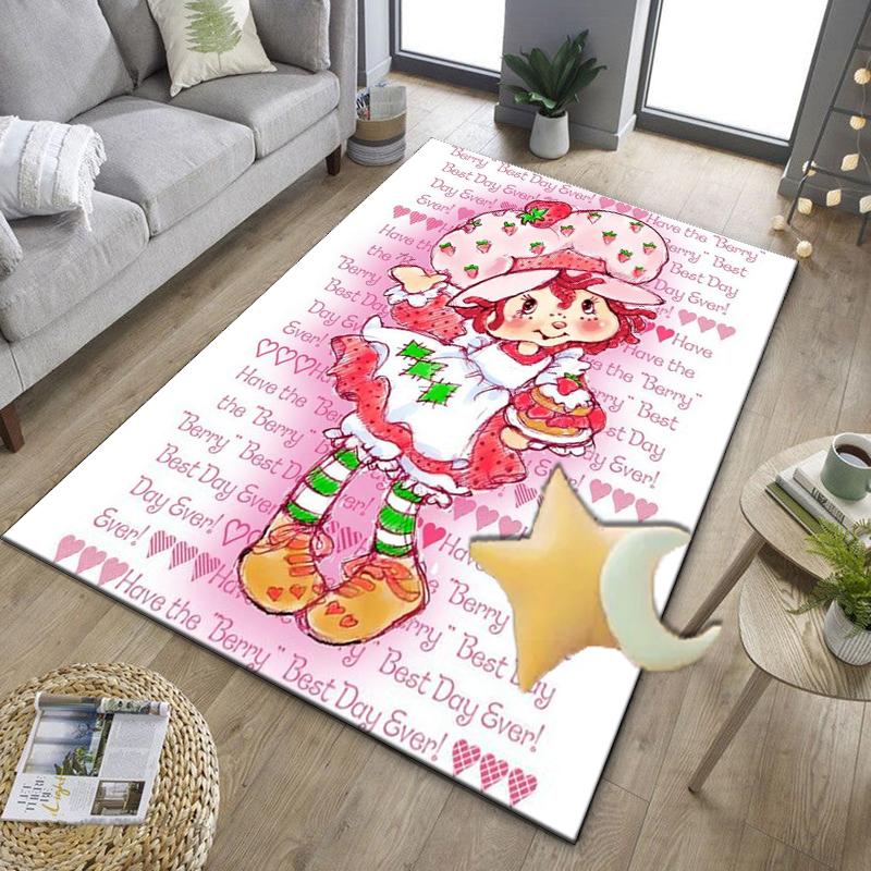 Strawberry Hat And Cat Office Rug Chair Mat, Game Carpet, Suitable for Front Door, Bedroom, Living Room, Desk, Holiday Gift