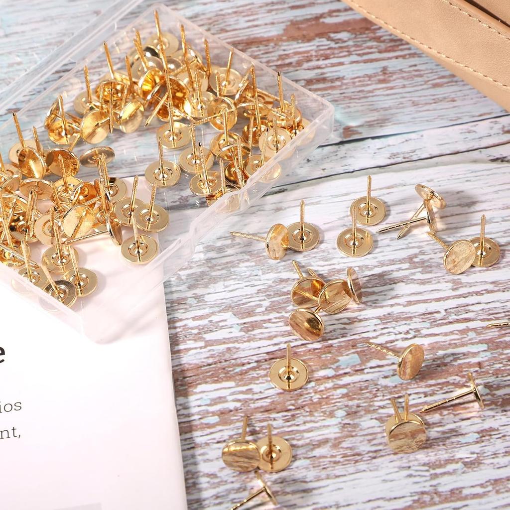 100pcs Heavy Duty Thumb Tacks, Alloy Flat Head Push P Upholstery Pushp Decorative Nails for Wood Fabric Upholstery Cork Bulletin Board Home Office