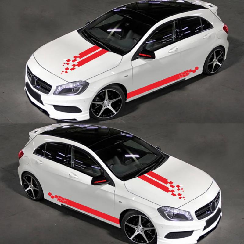 5 Pieces  Vinyl Car Side Sticker Auto Body Racing Sports Decals Universal Car Truck DIY Decal Stripe Vinyl Stickers Decoration