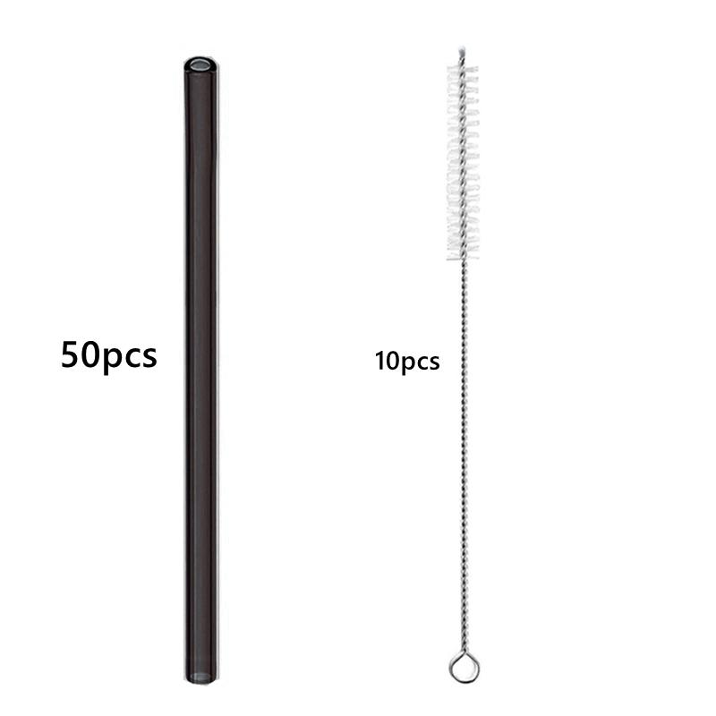 50PCS 20cm Reusable Straws Glass Drinking Straws Multi-color Eco-Friendly Straws for Cocktail Smoothies Bar Accessory Barware