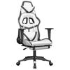 Vidaxl Gaming Armchair with Footrest, White-Black, Faux Leather