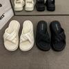 Platform drag women's shoes new summer wear beach one-word slippers cross fashion soft sole women non-slip