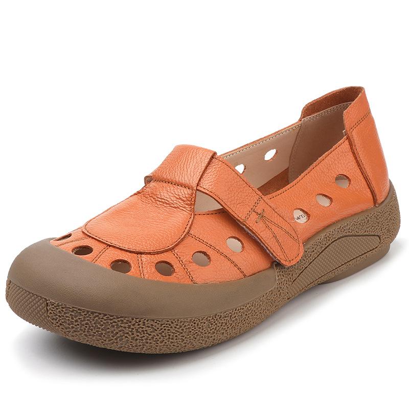 

Модная GKTINOO 2025 Обувь из натуральной кожи Перфорированные женские балетки Летняя женская однотонная обувь на мягкой подошве Женские слипоны лоферы 41