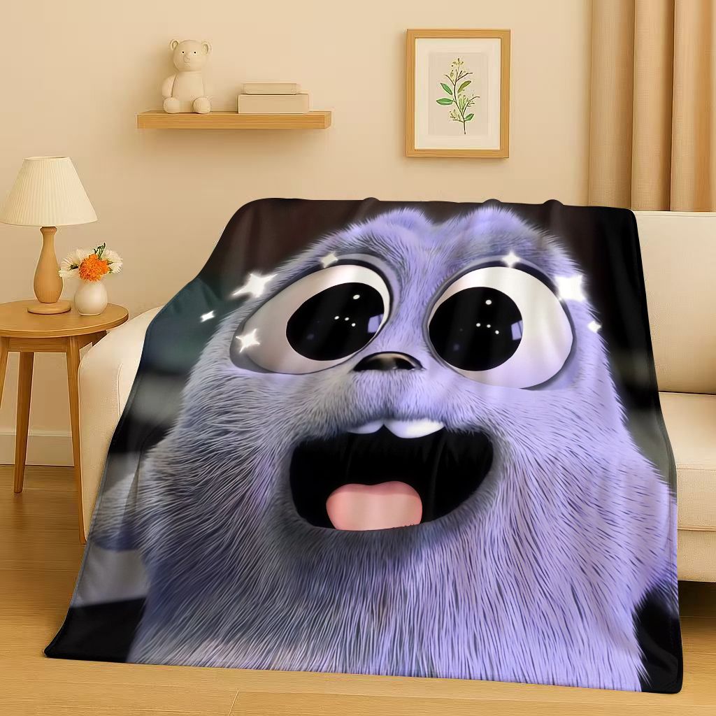 Kawaii Grizzy and The Lemmings Cartoon Flannel Blanket,Ultra Soft Warm Plush Throw for Home Bedroom Bed Sofa Cover Kids Gift