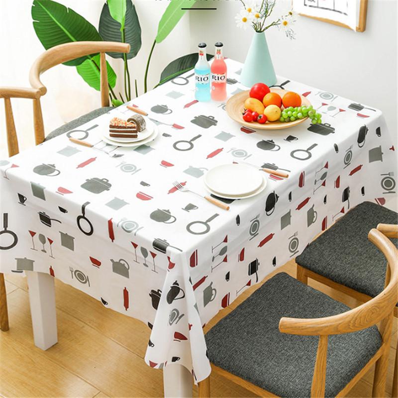 

Simple Waterproof Tablecloth Cute Cartoon Plastic Oilproof Home Dining Decor 137x90cm (Tablecloth Only) белый
