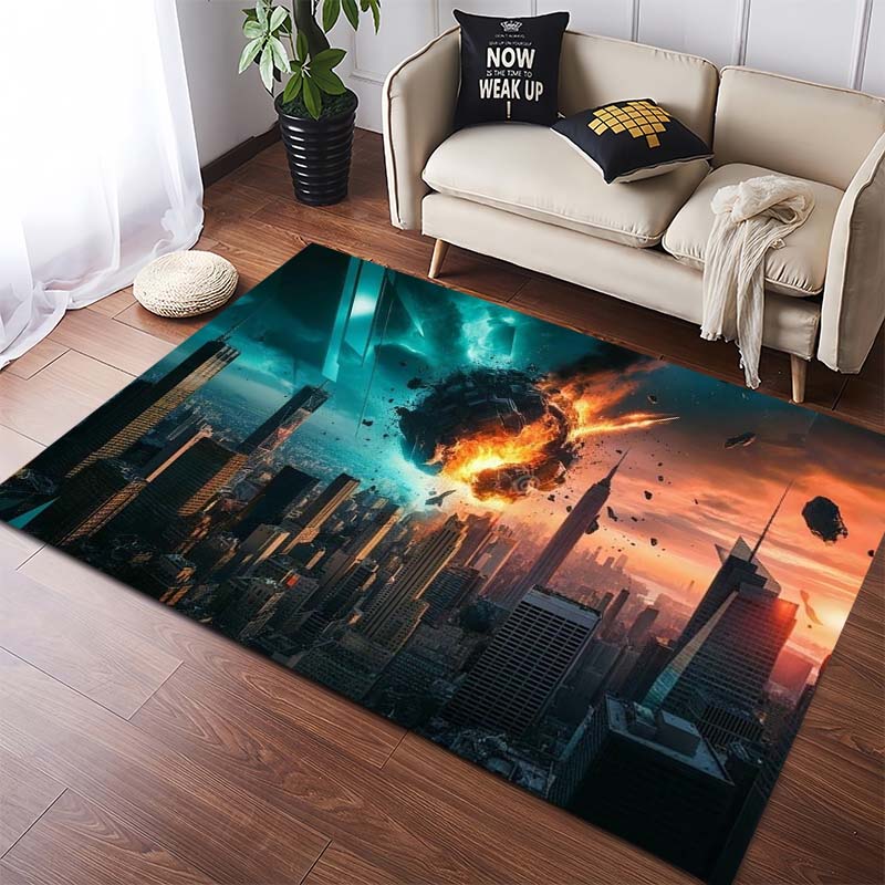 Private Jet Above Clouds Area Rug, Non-Slip Floor Mat for Living Room