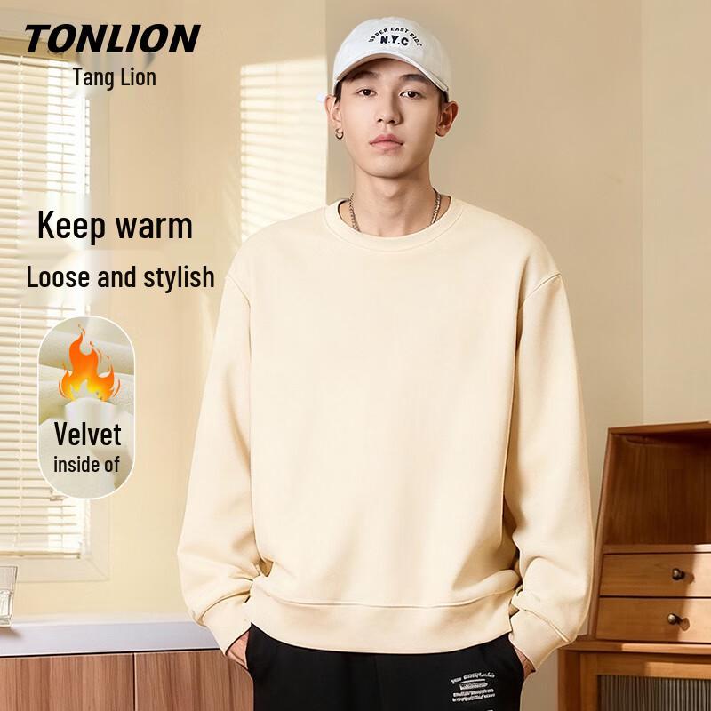 TonLion Men s Fleece-Lined Crew Neck Sweatshirt 4XL