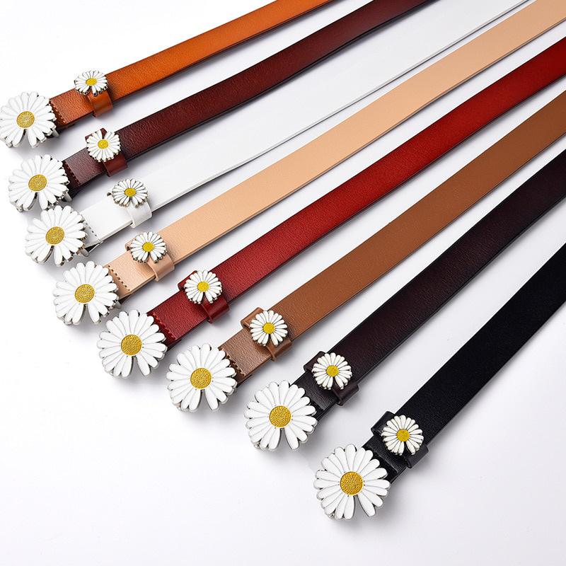 Daisy Buckle Belt Women Imitation Leather Alloy Buckle Belt New Belt Leisure Jeans Fashion Dress Women Belt