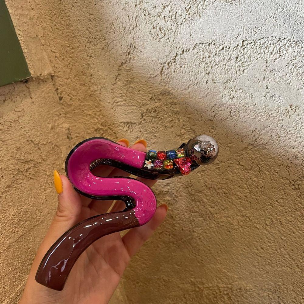 Twisted Design Back Head Hair Clip Large Wavy Shark Clip  Long Hair Accessories