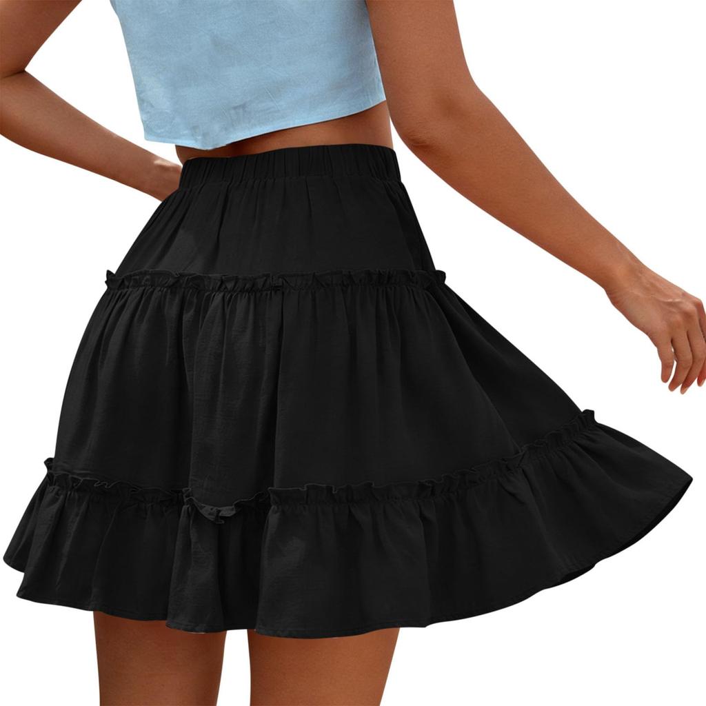 Slimming And Highwaisted Womens Summer Tummyconcealing Sweet Ruffled Skirt