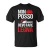 Funny Lumberjack Men's T-Shirt - Chainsaw Graphic and Italian Text - Black with Red Print - Heavy Machinery Theme for Woodcutting Events, Camping,