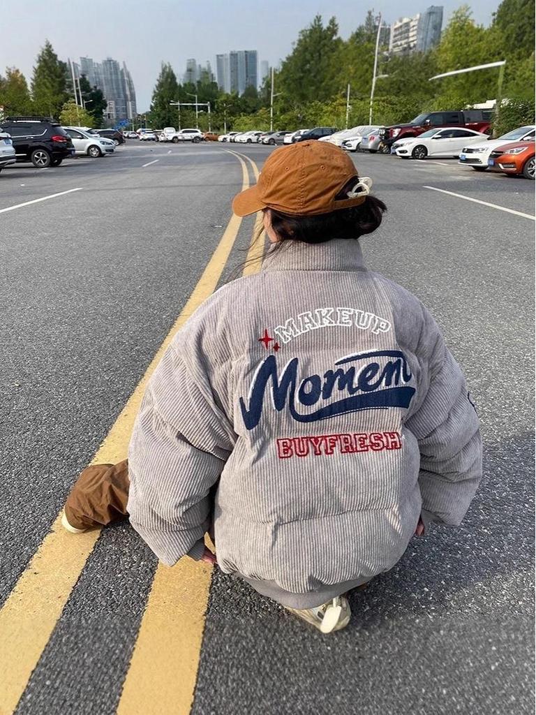 Men's Vintage Retro Embroidered Corduroy Jacket with Stand Collar – Cozy Outerwear for Couples