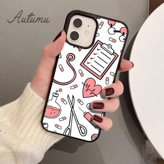 Capa de telefone de médico e enfermeiro de desenho animado para iPhone 11 12 13 14 Pro Max mini XR XS SE 2020 7 8 Plus Samsung Galaxy S21 S22