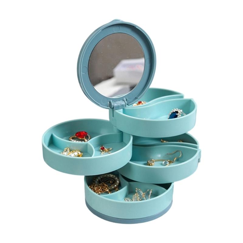 360 Degree Rotating Jewelry Organizers With Multiple Layers For Earrings Necklaces Rings ABS Materials Storage Box