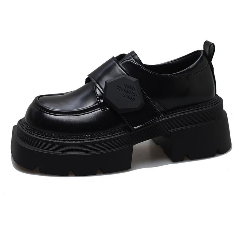 Leather small leather shoes women's spring new thick heel platform muffin single shoes Mary Jane shoes high heels