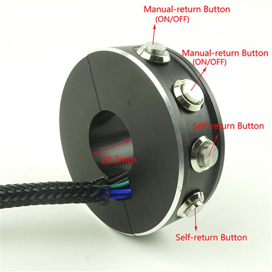CNC Black 7/8" 22mm Motorcycle Handlebar Switch 4 Buttons Headlight Horn Control