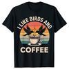 Funny I Like Birds and Coffee T-shirts Men Women's Fashion Tshirt Bird Watching Art Birdwatcher Crewneck Collar Hip Hop T Shi...