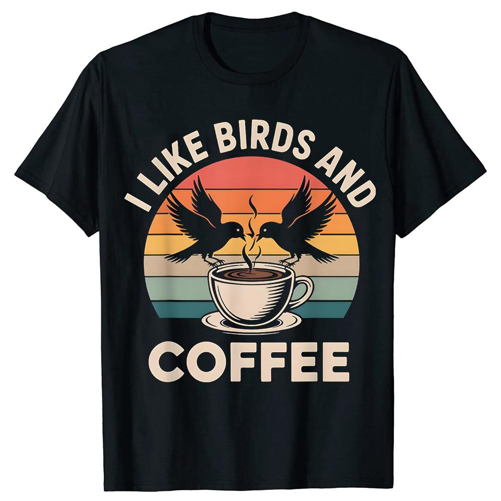 

Funny I Like Birds and Coffee T-shirts Men Women s Fashion Tshirt Bird Watching Art Birdwatcher Crewneck Collar Hip Hop T Shi... S разноцветный