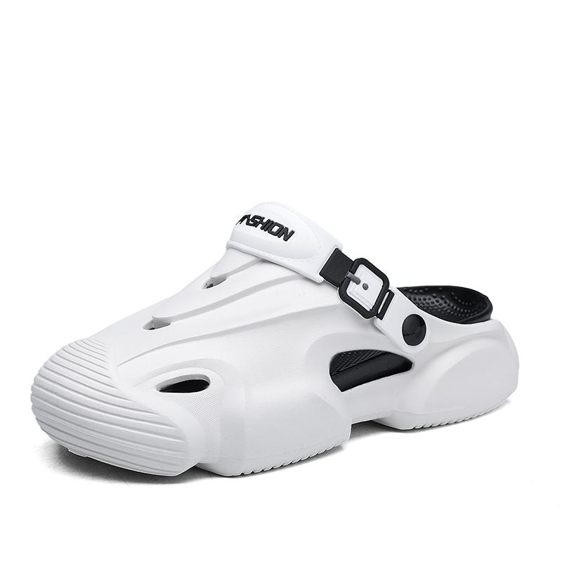 

Модные летние мужские сандалии-сабо Летние садовые туфли из ЭВА с толстой подошвой Мужские сандалии с мягкой подошвой Мужская мода на открытом воздухе Нескользящая подошва Пляжные тапочки 45 белый