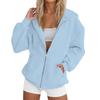 Women's Long Sleeve Solid Color Hooded Sweatshirt Jacket