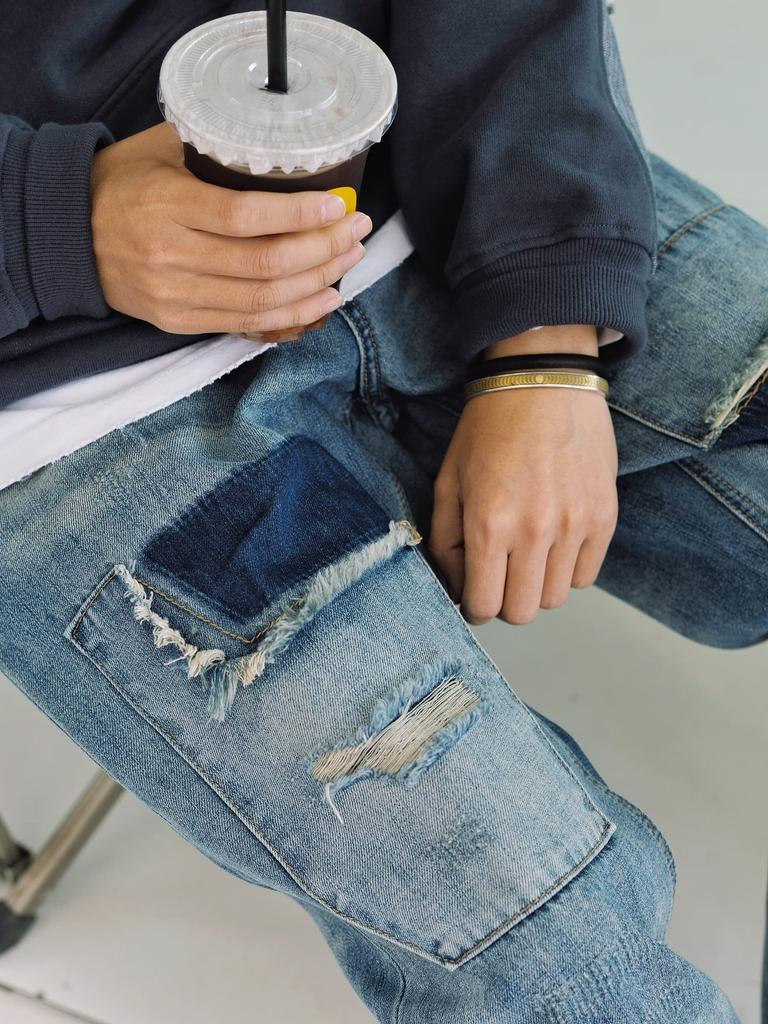 CHANGE WELL Men's Plus Size 2022AW Fashion American Vintage-Style Denim Pants, Straight Fit, Casual, Distressed Patch Jeans (BLUE, 28)