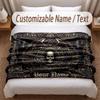 Skull Gothic Theme Soft Blanket Personalized Custom Name Text Print Warm Blanket Home Sofa Bedroom Decor