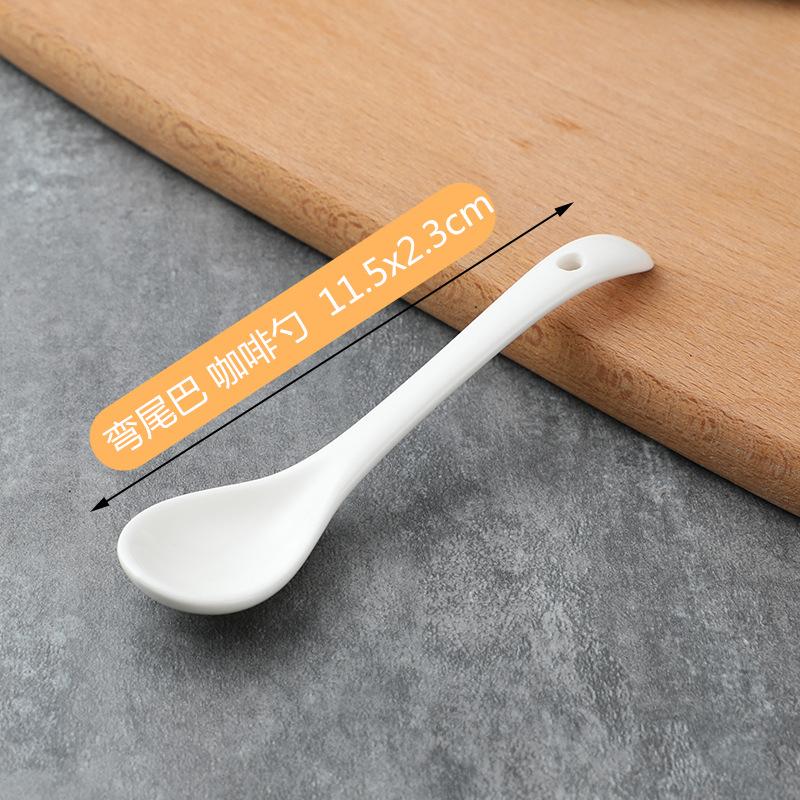 (25pcs) Porcelain Mini Coffee Spoon 8cm 10cm 12cm 13cm Spice Honey Spoons Ceramic Coffee Spoons