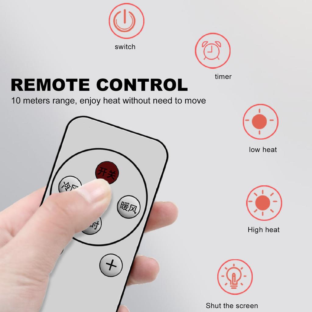 Wall Mounted Air Conditioner Mini Electric Heating Machine with Remote Control for Bedroom Bathroom Living Room